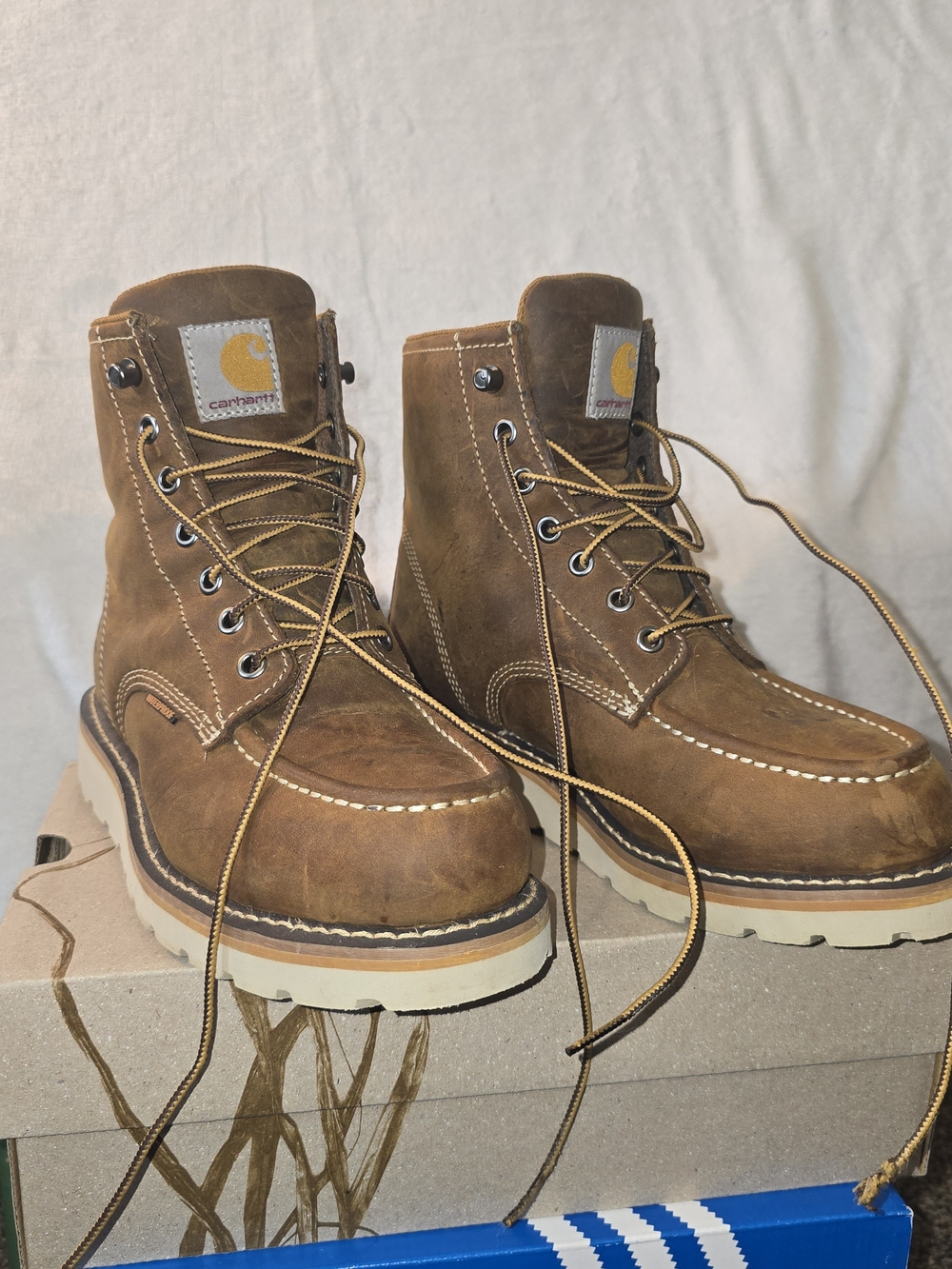 WOMENS CARHARTT WORK MOC TOE  BROWN BOOTS SIZE 6.5 Wide Width